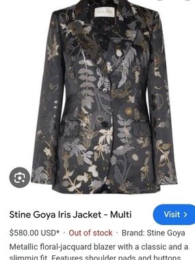 STINE GOYA Multi Metallic Floral Jacquard Blazer
